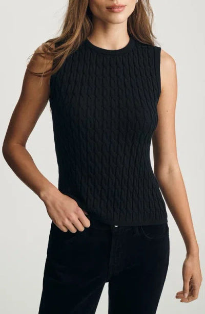Mavi Jeans Cable Stitch Cotton & Cashmere Sweater Vest In Black