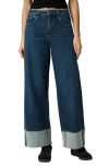 Mavi Jeans Cathy Cuffed Mid Rise Wide Leg Jeans In Dark Blue Denim