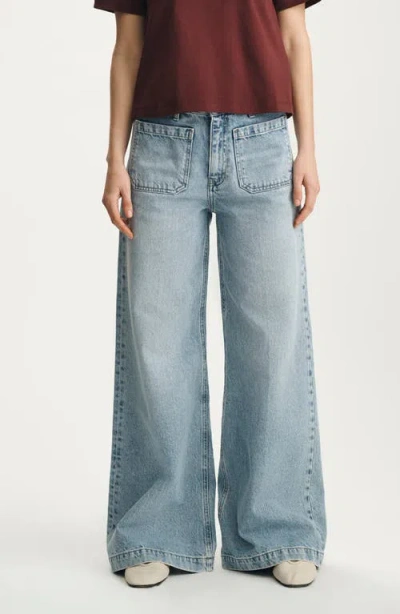 Mavi Jeans Christine Patch Pocket Wide Leg Jeans In Blue