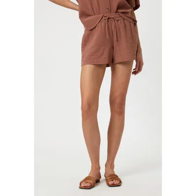 Mavi Jeans Cotton Gauze Drawstring Shorts In Brownie