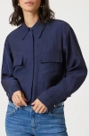 Mavi Jeans Crop Button-up Shirt In Naval Academy