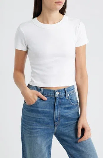 Mavi Jeans Crop Stretch Cotton T-shirt In White