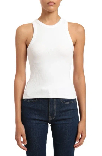 Mavi Jeans Cutaway Stretch Cotton Rib Tank In White