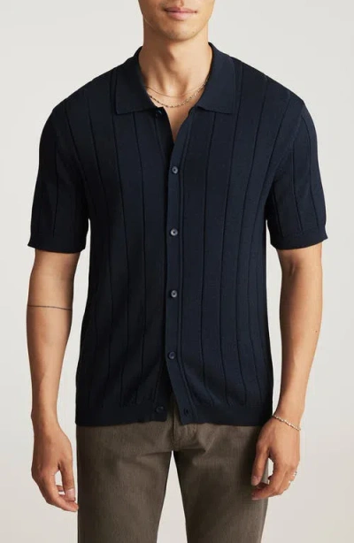 Mavi Jeans Edition Slim Fit Short Sleeve Knit Button-up Shirt In Black