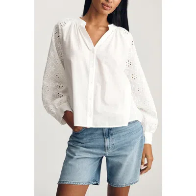 Mavi Jeans Embroidered Eyelet Top In White