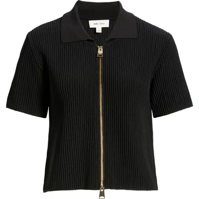 Mavi Jeans Fron Zip Rib Sweater In Black