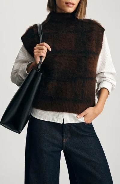 Mavi Jeans Funnel Neck Sweater Vest In Brown