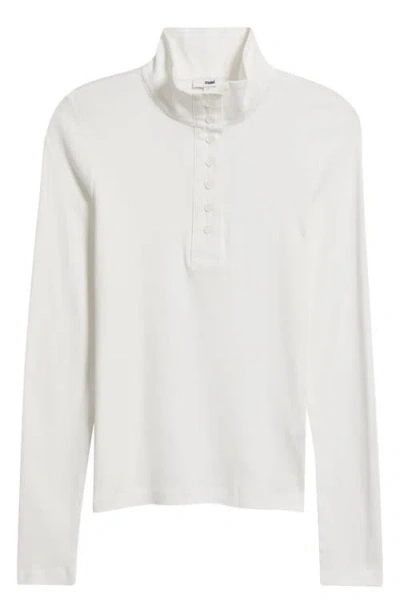 Mavi Jeans Half Button Turtleneck Cotton Top In Metallic