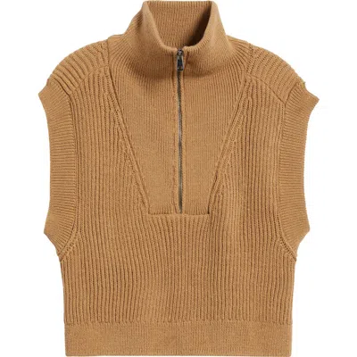 Mavi Jeans Half Zip Sweater Vest In Tigers Eye
