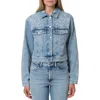 Mavi Jeans Harmony Floral Embroidered Crop Denim Jacket In Light Blue Bloom Denim