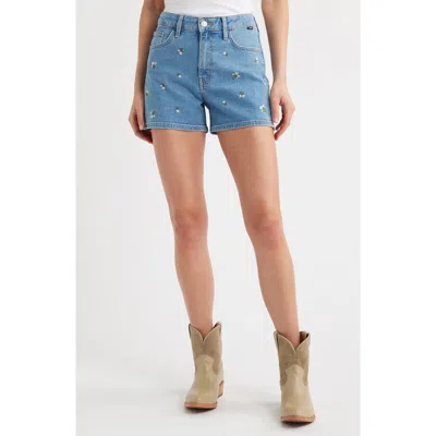 Mavi Jeans Heidi Embroidered Denim Shorts In Blue
