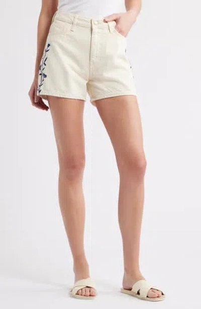 Mavi Jeans Heidi Floral Print Denim Shorts In Beige Denim