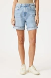 Mavi Jeans Heidi High Waist Cuffed Relaxed Denim Shorts In Light Blue 90s