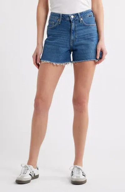 Mavi Jeans Heidi High Waist Relaxed Denim Cutoff Shorts In Blue