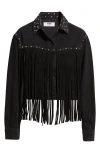 Mavi Jeans Jenna Smoke Fringe Stud Detail Denim Jacket In Black