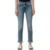 Mavi Jeans Kathleen High Waist Cuffed Slim Straight Leg Jeans In Light Used Feather Blue