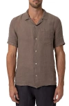 Mavi Jeans Linen Camp Shirt In Brindle