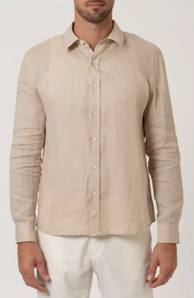 Mavi Jeans Long Sleeve Linen Button-up Shirt In Brown