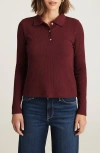 Mavi Jeans Long Sleeve Rib Polo Sweater In Burgundy