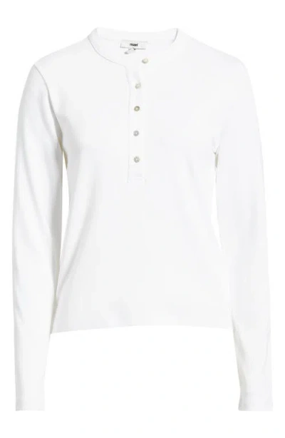 Mavi Jeans Long Sleeve Stretch Cotton Henley In White