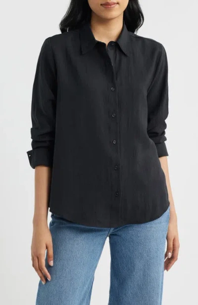 Mavi Jeans Luxe Touch Button-up Shirt In Black