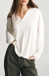 Mavi Jeans Luxe Touch Collar Long Sleeve T-shirt In White