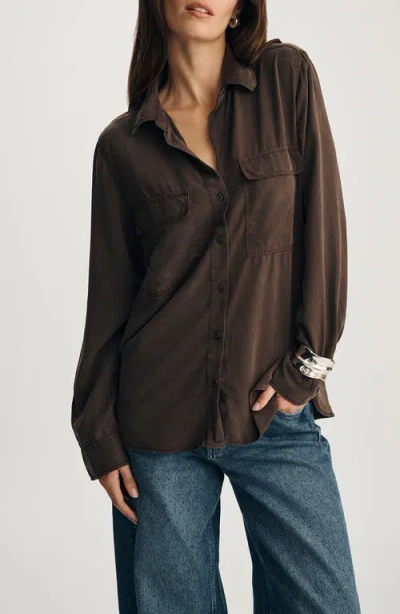 Mavi Jeans Luxe Touch Relaxed Fit Button-up Shirt In Brown