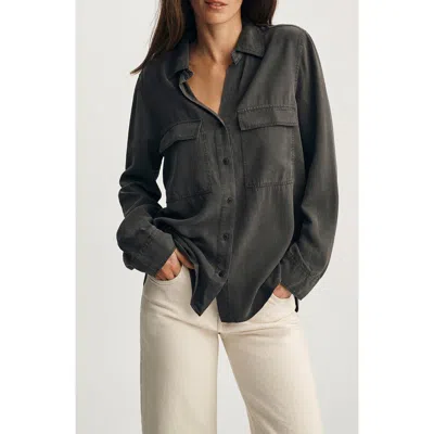 Mavi Jeans Luxe Touch Relaxed Fit Button-up Shirt In Gray