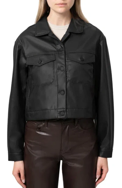 Mavi Jeans Maren Coated Button-front Jacket In Black Coated