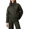 Mavi Jeans Maren Coated Crop Denim Jacket In Dark Olive Coated