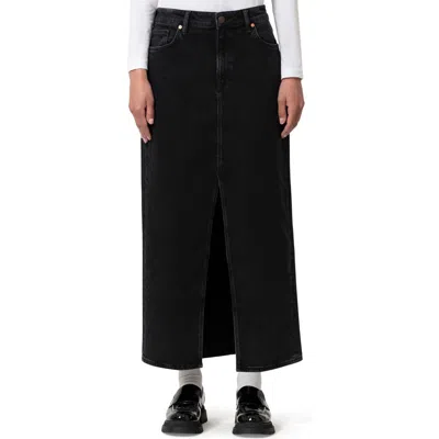 Mavi Jeans Milena Denim Maxi Skirt In Dark Smoke Denim