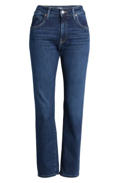 Mavi Jeans Mirella Mid Rise Straight Leg Jeans In Dark Brushed Flex Blue