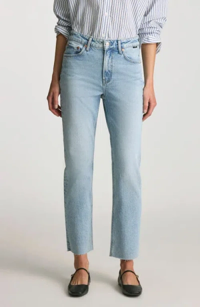 Mavi Jeans New York Raw Hem High Waist Ankle Straight Leg Jeans In Blue