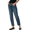 Mavi Jeans New York Raw Hem High Waist Straight Leg Jeans In Dark Used Classic Blue