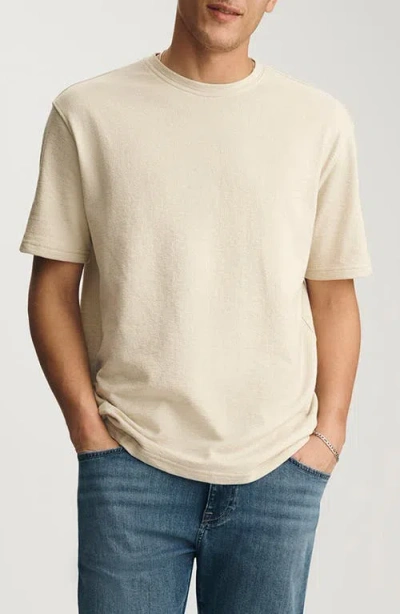 Mavi Jeans Off White Textured Cotton Crewneck T-shirt In Neutral