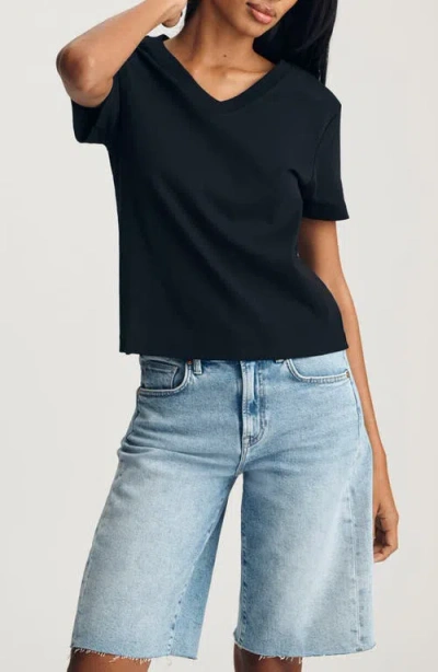 Mavi Jeans Olivia V-neck Cotton T-shirt In Black