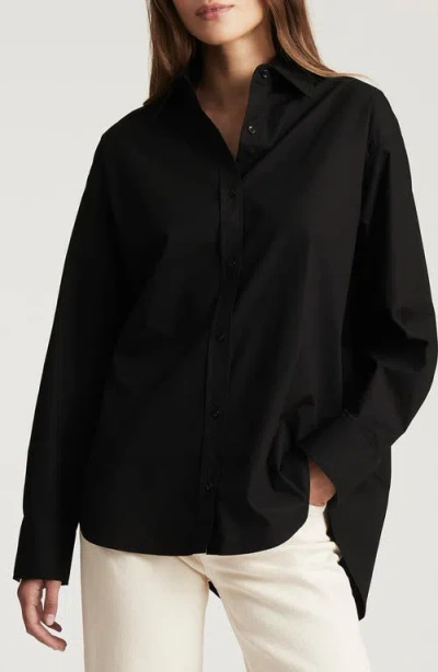 Mavi Jeans Oversize Cotton Button-up Shirt In Black
