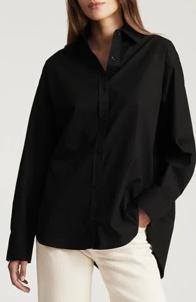 Mavi Jeans Oversize Cotton Button-up Shirt In Black