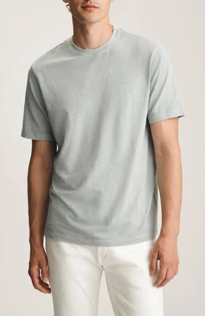 Mavi Jeans Pale Grey Slub Cotton Blend T-shirt In Green