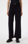Mavi Jeans Paloma Marine High Waist Wide Leg Corduroy Pants In Black Cord