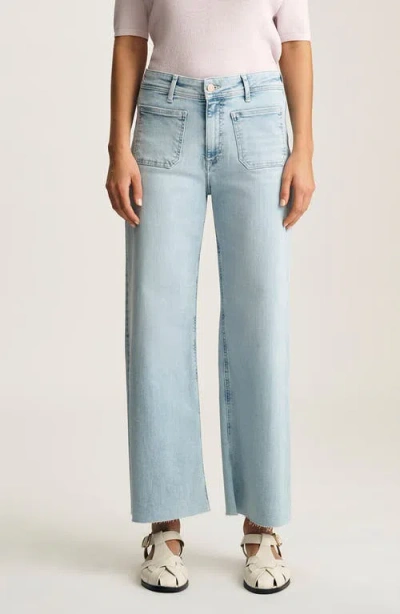 Mavi Jeans Paloma Marine Patch Pocket High Waist Raw Hem Wide Leg Jeans In Blue