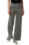 Mavi Jeans Paloma Marine Patch Pocket High Waist Wide Leg Corduroy Pants In Gray