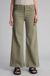 Mavi Jeans Paloma Raw Hem Mid Rise Wide Leg Jeans In Green