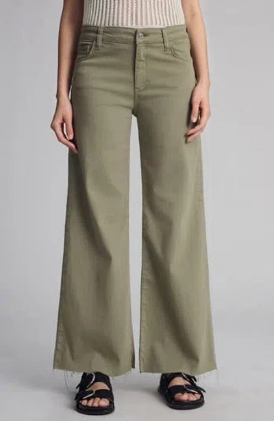 Mavi Jeans Paloma Raw Hem Mid Rise Wide Leg Jeans In Green