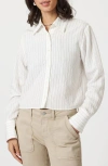 Mavi Jeans Pinstripe Crop Button-up Shirt In White