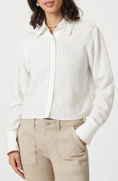 MAVI JEANS MAVI JEANS PINSTRIPE CROP BUTTON-UP SHIRT