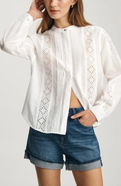 Mavi Jeans Pintuck & Eyelet Shirt In White
