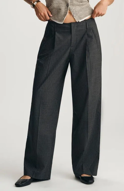Mavi Jeans Pleated Pinstripe Pants In Black