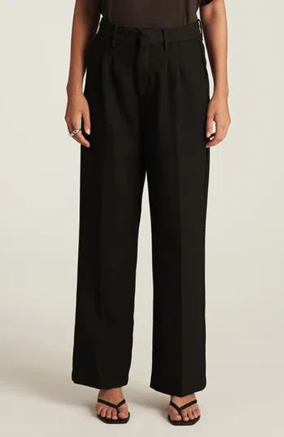Mavi Jeans Pleated Wide Leg Twill Pants In Black