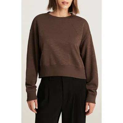 Mavi Jeans Raglan Crewneck Slub Sweatshirt In Brown